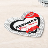 Brandweerwagen Baby shower Hart Papier Onderzetter (Gekanteld)