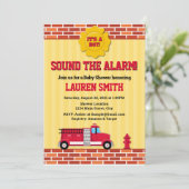 Brandweerwagen Baby shower Kaart (Staand voorkant)