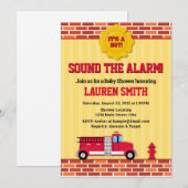 Brandweerwagen Baby shower Kaart (Voorkant / Achterkant)