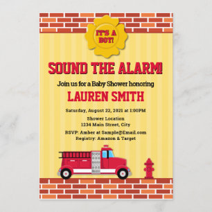 Brandweerwagen Baby shower Kaart
