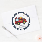 Brandweerwagen Baby shower Ronde Sticker (Envelop)