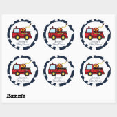 Brandweerwagen Baby shower Ronde Sticker (Vel)