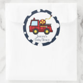 Brandweerwagen Baby shower Ronde Sticker (Tas)