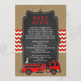 Brandweerwagen Baby Sprinkle MET NAAM jongen baby  Kaart