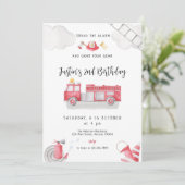 Brandweerwagen belt alle eenheden Birthday Boy Kaart (Staand voorkant)