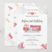 Brandweerwagen belt alle eenheden Birthday Boy Kaart (Voorkant / Achterkant)