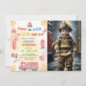 Brandweerwagen Brandweerauto 1e verjaardag Party F Kaart (Voorkant)