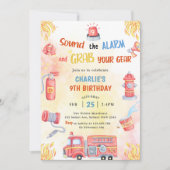 Brandweerwagen Brandweerauto 9e Verjaardagsfeest Kaart (Voorkant)