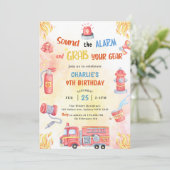 Brandweerwagen Brandweerauto 9e Verjaardagsfeest Kaart (Staand voorkant)