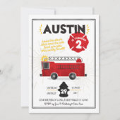 Brandweerwagen Brandweerauto Verjaardag Uitnodigin Kaart (Voorkant)