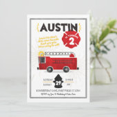 Brandweerwagen Brandweerauto Verjaardag Uitnodigin Kaart (Staand voorkant)