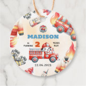 Brandweerwagen Brandweerman 2e Verjaardagsfeest Bedankjes Labels (Voorkant)