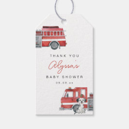 Brandweerwagen Brandweerman Baby shower Dank u Lab Cadeaulabel