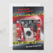 Brandweerwagen Brandweerman Dank u kaart (Voorkant)