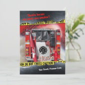 Brandweerwagen Brandweerman Dank u kaart (Staand voorkant)