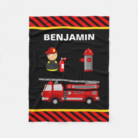 Brandweerwagen Brandweerman Fleece Deken (Voorkant)