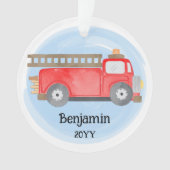 Brandweerwagen Brandweerman Foto Keepsake Kerstmis Ornament (voorkant)