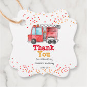 Brandweerwagen Brandweerman kind feest verjaardags Bedankjes Labels (Voorkant)