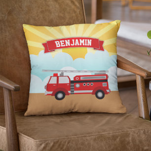 Brandweerwagen Brandweerman Persoonlijke Naam Kind Kussen