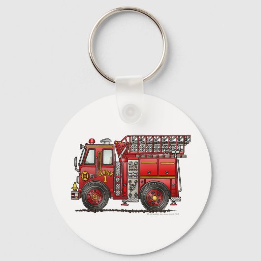 Brandweerwagen brandweerman sleutelhanger (Voorkant)