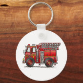 Brandweerwagen brandweerman sleutelhanger (Voorkant)