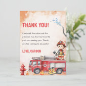 Brandweerwagen Brandweerman Verjaardag Dank u kaar Kaart (Staand voorkant)