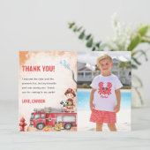 Brandweerwagen Brandweerman Verjaardag Dank u kaar Kaart (Staand voorkant)