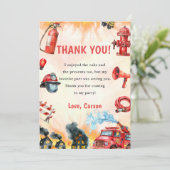 Brandweerwagen Brandweerman Verjaardag Dank u kaar Kaart (Staand voorkant)