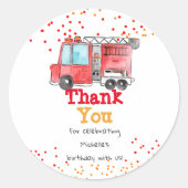 Brandweerwagen brandweerman verjaardag sticker (Voorkant)