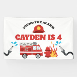 Brandweerwagen Brandweerman Verjaardagsfeestje Spandoek