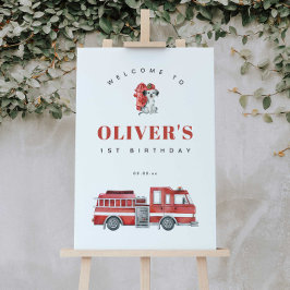 Brandweerwagen Brandweerman Verjaardagsfeestje Wel Poster