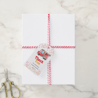 Brandweerwagen brandweerman verjaardagsgunst tag cadeaulabel