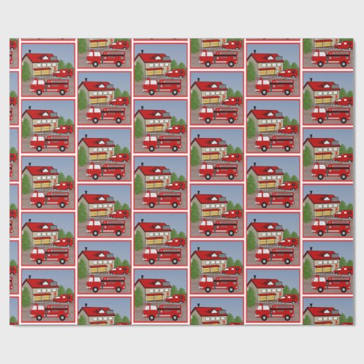 Brandweerwagen Brandweerwagen Ambulance Brandweerm Cadeaupapier (Vlak)