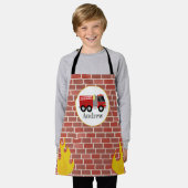 Brandweerwagen Bricks Patroon Brandweerman Kinder Schort (Gedragen)