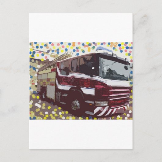 Brandweerwagen Briefkaart (Voorkant)