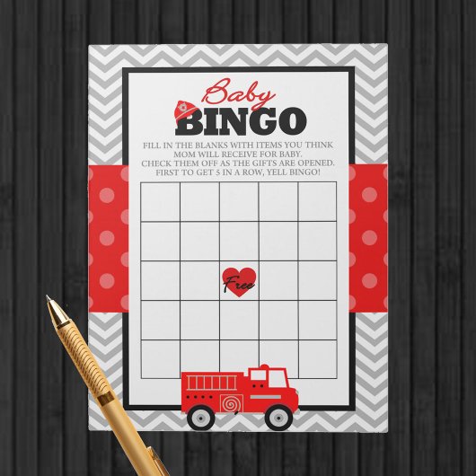 Brandweerwagen Cadeau Bingo Baby Shower Spelpakket Notitieblok