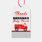 Brandweerwagen Chevron Baby shower Favor Cadeaulabel (Voorkant)