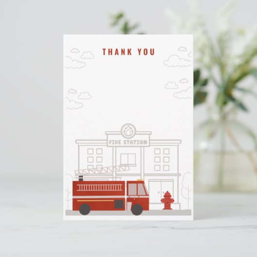 Brandweerwagen Dank u kaart (Staand voorkant)
