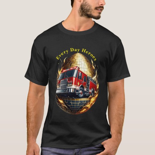 Brandweerwagen Disco Ball T-shirt (Voorkant)