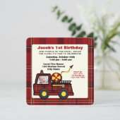 Brandweerwagen Eerste Verjaardag Plaid Kaart (Staand voorkant)