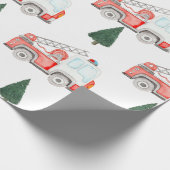 Brandweerwagen en Kerstboom Inpakpapier (Hoek)