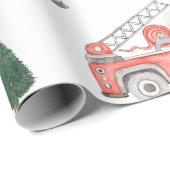 Brandweerwagen en Kerstboom Inpakpapier (Rol Hoek)