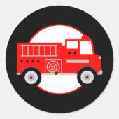 Brandweerwagen Feest Ronde Stickers (Voorkant)