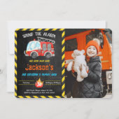 Brandweerwagen Foto Uitnodigingen (Voorkant)