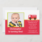 Brandweerwagen Foto van Birthday Party Kaart (Voorkant)