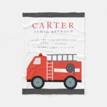 Brandweerwagen Geboortestatus Babydeken