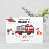 Brandweerwagen helikopter uitnodiging voor verjaar (Staand voorkant)