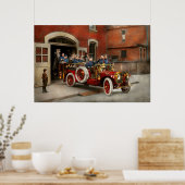 Brandweerwagen - Het vliegend team 1911 Poster (Keuken)