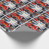 Brandweerwagen in Stad Cadeaupapier (Hoek)