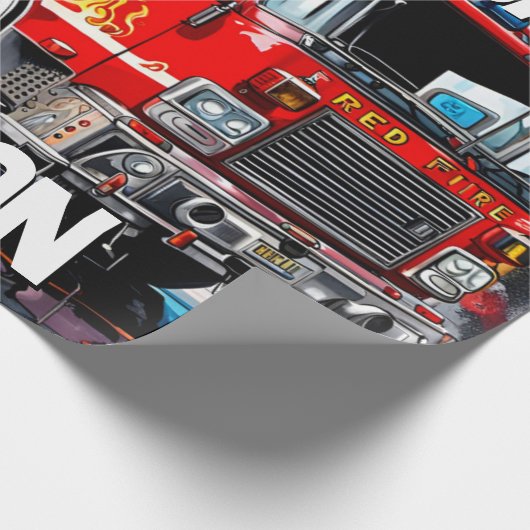 Brandweerwagen in Stad Cadeaupapier (Hoek)